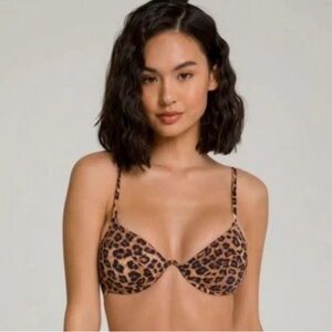 NWT Good American Leopard Print Wire Bikini Top and High-Waisted Tie Bottom